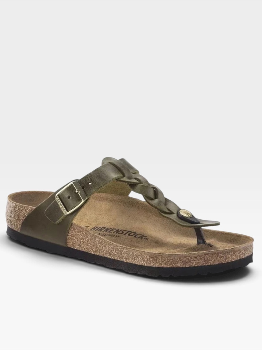 Birkenstock Gizeh Braided Thong Sandal‎ in Olive Green leather Sz 41 US 10-10.5
